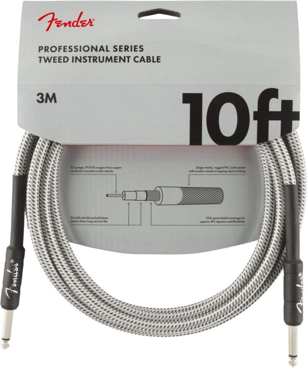Fender Professional Series Cable, 10ft, White Tweed