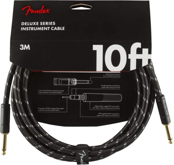 Fender Deluxe Series Cable 10' Straight - Black Tweed