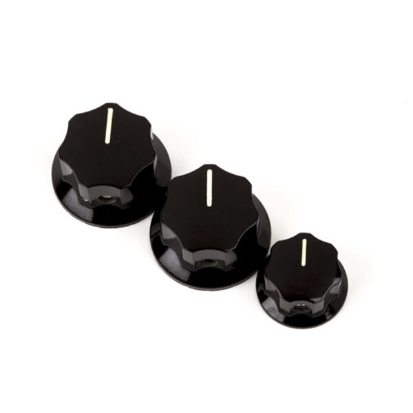 Fender Jazz Bass Knobs - Black Set of 3 (2 Large, 1 Small)