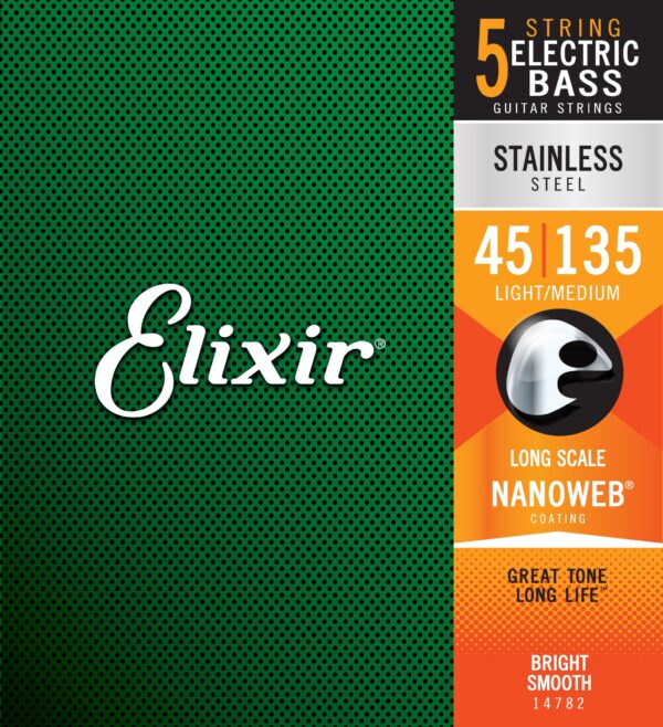Elixir 5-String NANOWEB Stainless .045-.135 Long Scale