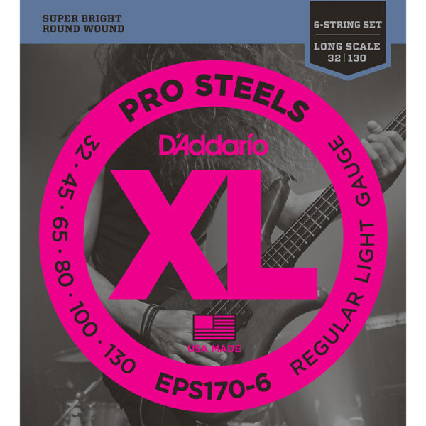 D'Addario EPS170-6 ProSteels 6-String Bass Set 30-130 Long Scale