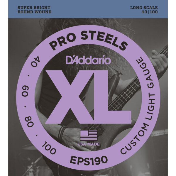 D'Addario EPS190 ProSteels Bass Strings 40-100 Long Scale