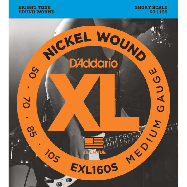 D'Addario EXL160S Nickel Bass Strings, Short Scale 50-105