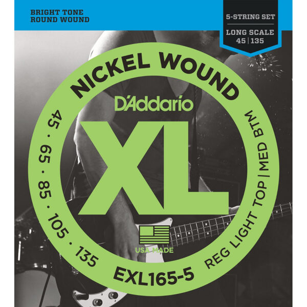 D'Addario EXL165-5 Nickel Wound Bass Strings 45-135 Long Scale 5-String