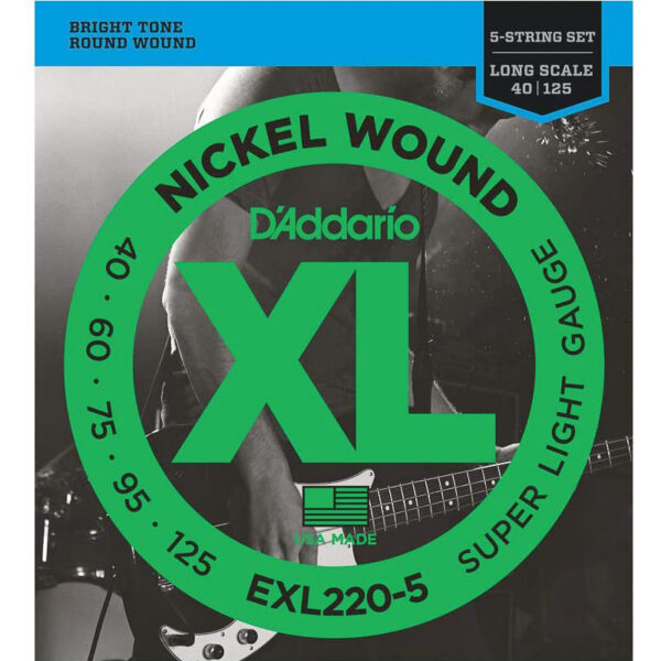 D'Addario EXL220 Nickel Wound 5-String Bass Set (40-125)