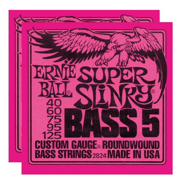 Ernie Ball Super Slinky Nickel 5-String Bass Strings – 2 Pack (2824)