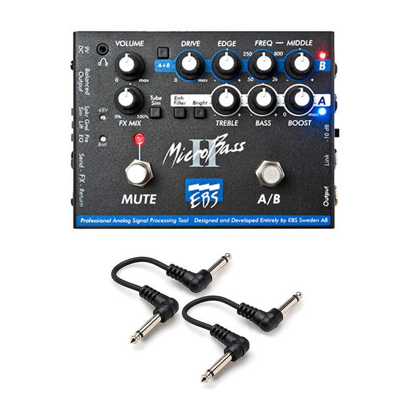 EBS MicroBass II - 2-Channel Preamp/DI Pedal + Cables