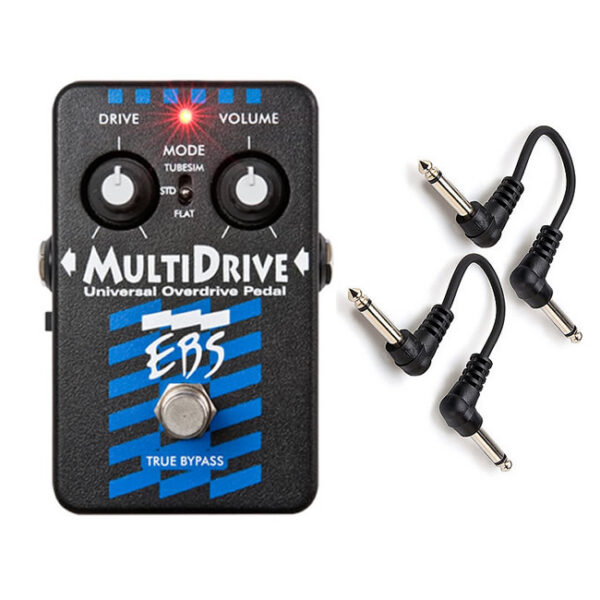 EBS MultiDrive Overdrive Bass Pedal + 2x 6" Patch Cables