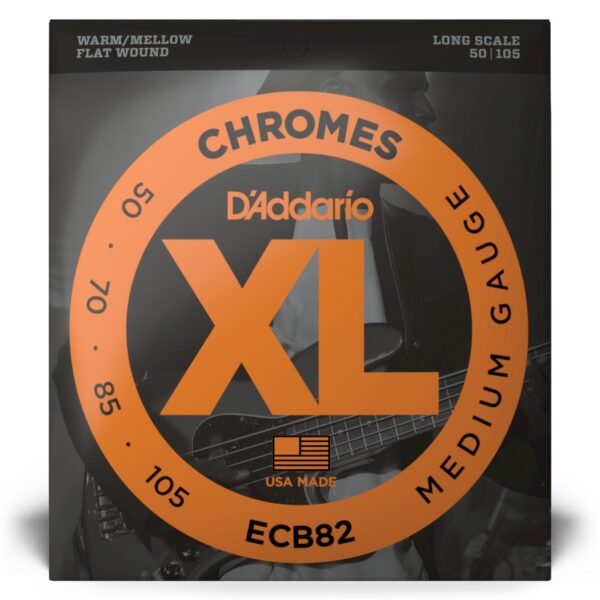 D'Addario ECB82 Chromes Flatwound Bass Strings 50-105 Long