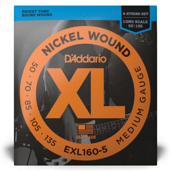 D'Addario EXL160-5 XL Nickel Bass Strings 5-String 50-135
