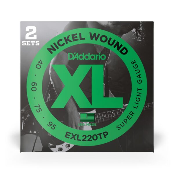 D'Addario EXL220TP XL Nickel Bass Strings 40-95 Long Scale, 2-Pack