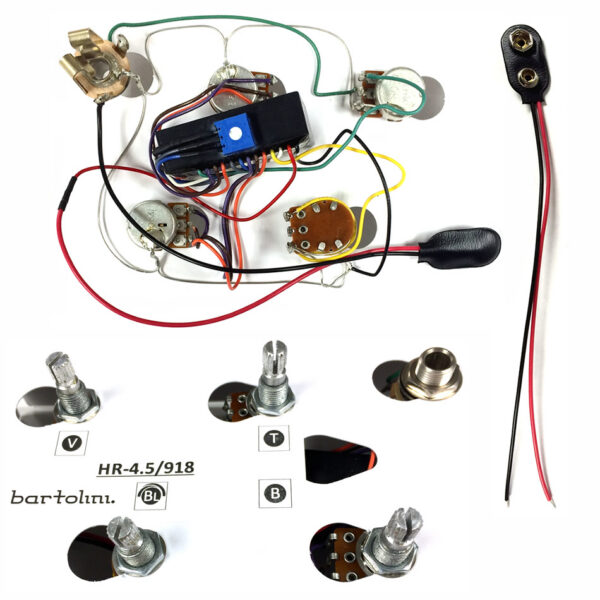 Bartolini HR4.5/918 Prewired Bass Preamp Harness, 2-Band
