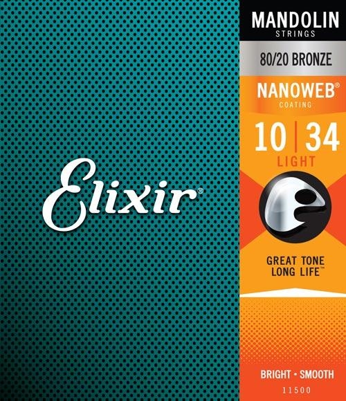 Elixir Mandolin Strings NANOWEB 80/20 Bronze, Light .010-.034