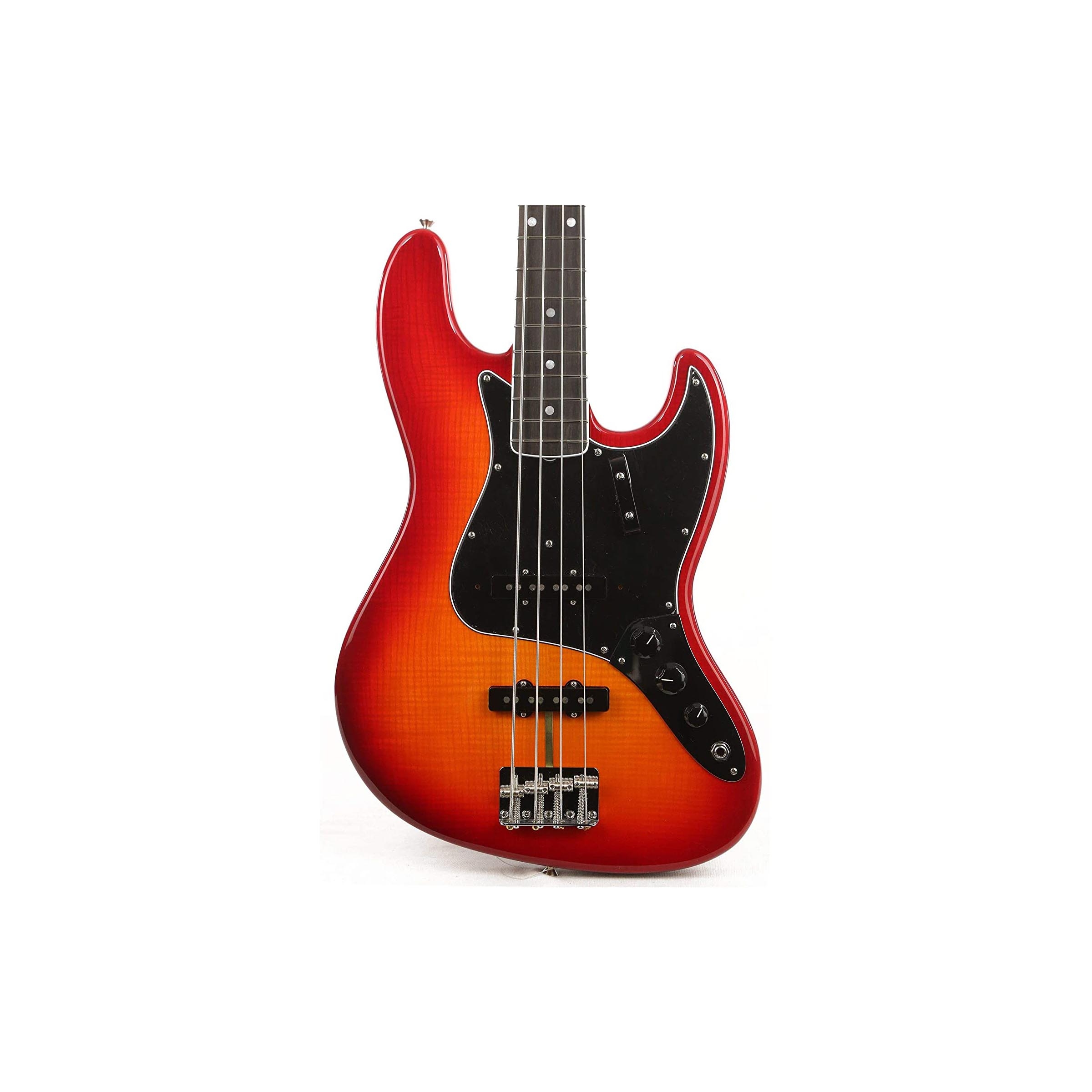 Fender Rarities Flame Ash Top Jazz Bass, Ebony FB, Plasma Red Burst - Image 2