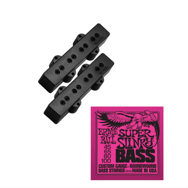 DiMarzio DP123BK Model J Bass Pickup Set, Black + Free Strings