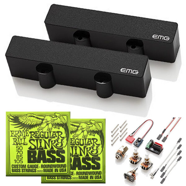 EMG-J Jazz Bass Pickup Set (Black) + Free Strings